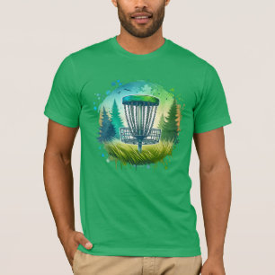 T-shirt Vert et Bleu Disque Golf Thème