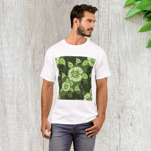 T-shirt vert floral pour hommes