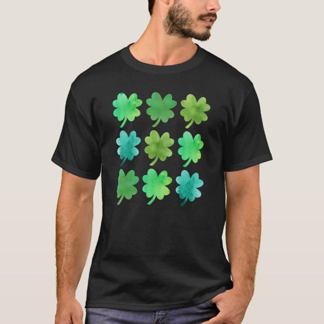 T-shirt Vert irlandais Lucres Shamrocks quatre feuilles C  (Devant)