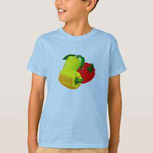 T-shirt Vert jaune rouge graphique de trois poivrons