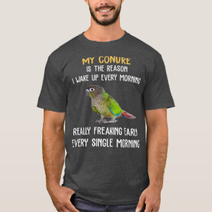 T-shirt Vert Jouer Conure Réveillez-Vous Le Perroquet De