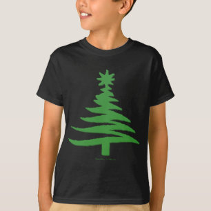T-shirt Vert moderne d'impression de pochoir d'arbre de