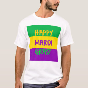 T-shirt Vert pourpre et or de mardi gras heureux