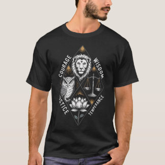 T-shirt Vertus De Philosophe Ancien De Courage Sagesse Et
