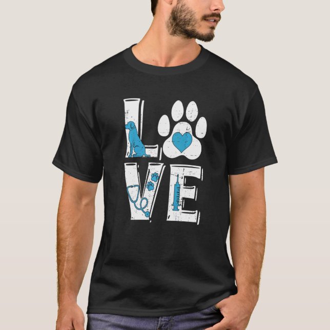 T-shirt Vet Tech Aimer Animaux Rétro Vétérinaire Technicie (Devant)