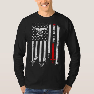 T-shirt Vet Tech Usa Flag Animaux de compagnie Technicien