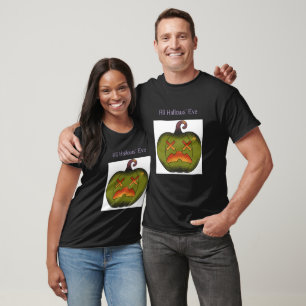 T-shirt Vêtement noir pour homme avec citrouille effrayant