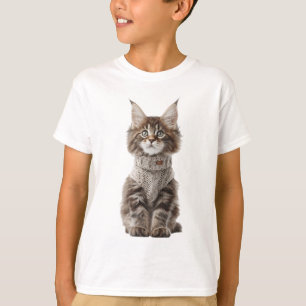 T-shirt Vêtement tricoté pour enfants avec un chaton Maine