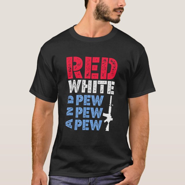 T-shirt Vêtements À Pew Pew Rouge Blanc Et Pew Pew (Devant)