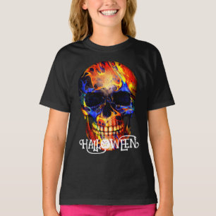 T-SHIRT VÊTEMENTS COLORÉS CRÂNE SQUELETTE JOYEUX HALLOWEEN