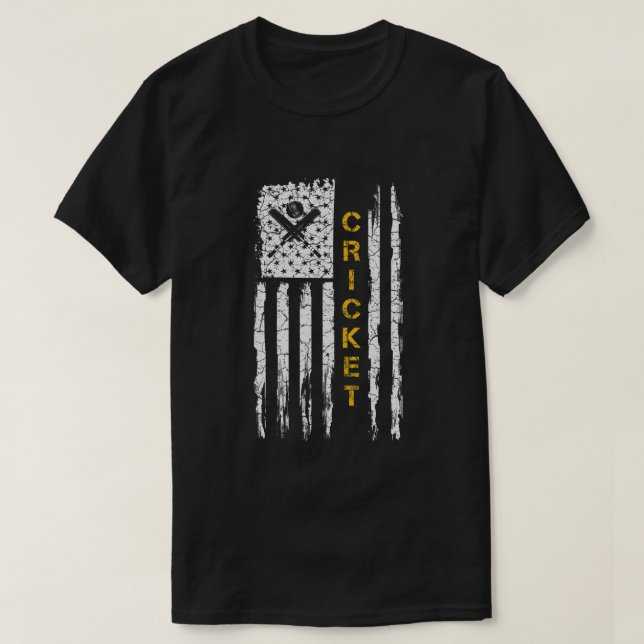 T-shirt Vêtements de cricket US Drapeau Joueur de cricket  (Design devant)