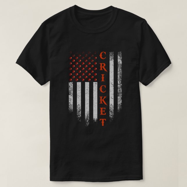 T-shirt Vêtements de cricket US Drapeau Joueur de cricket  (Design devant)