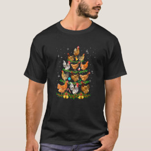 T-shirt vêtements de famille Noël  poulet arbre sainte fem