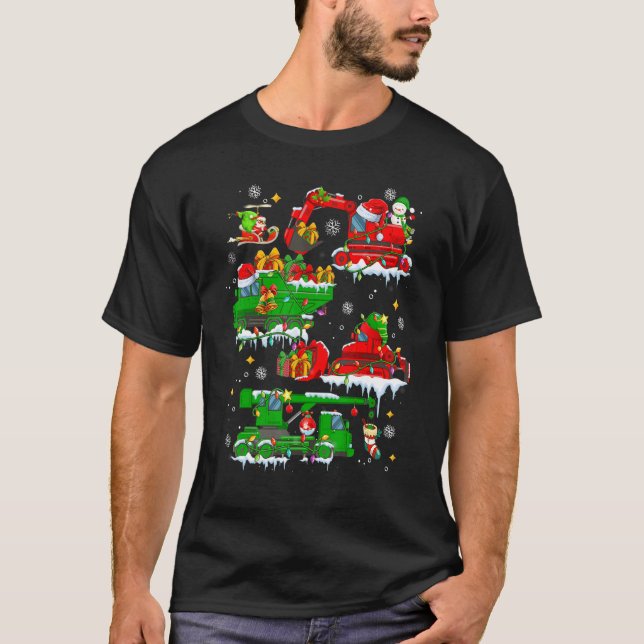 T-shirt Vêtements de Noël du véhicule de construction mign (Devant)