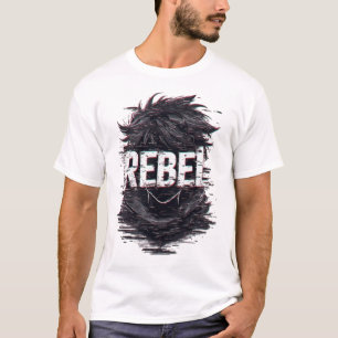 T-shirt Vêtements de rue monochromes Art Glitch Anime Rebe