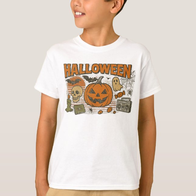 T-shirt Vêtements d'Halloween rétro Jack-O’-Lantern unisex (Devant)