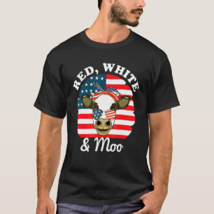 T-shirt Vêtements Rouge Blanc Moo 4 Juillet Usa Patriotiqu