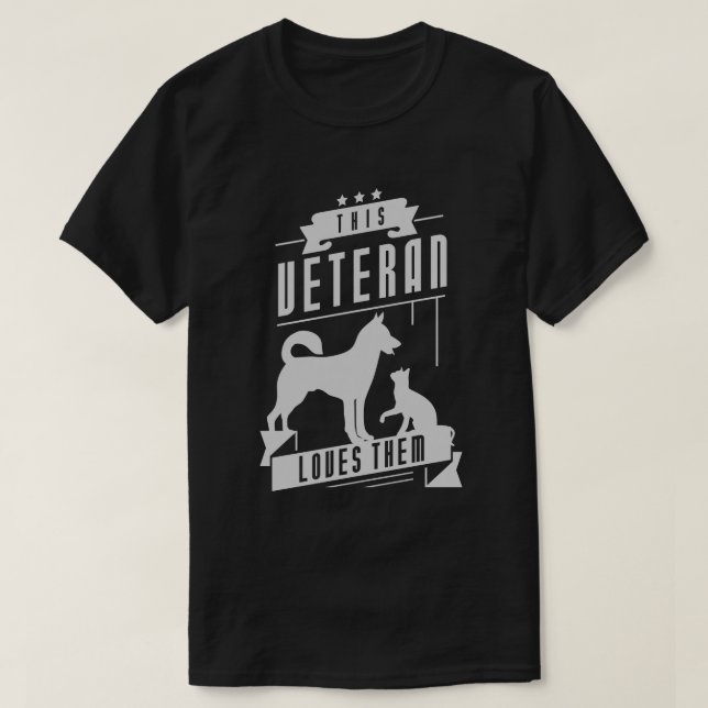 T-shirt Vétéran aime chien et chat (Design devant)