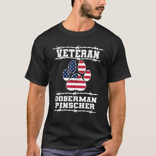 T-shirt Veteran Doberman Pinscher Retired Dog  Retirement  (Devant)