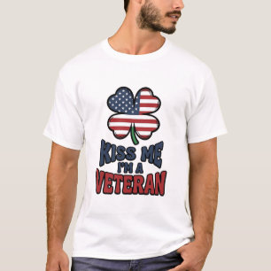 T-shirt Vétéran Kiss Me Trèfle Patriotique Vintage Chemise