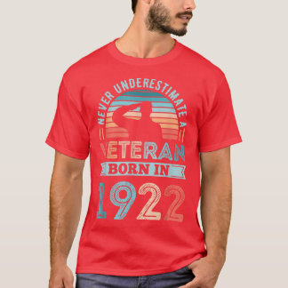 T-shirt Vétéran né en 1922 100e anniversaire Cadeau de sol