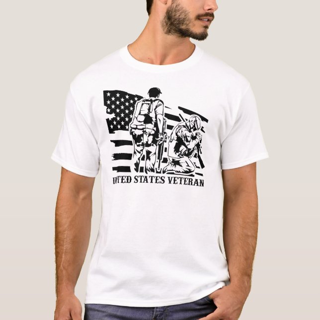 T-shirt veteran / retired / soldier / us veteran / us flag (Devant)