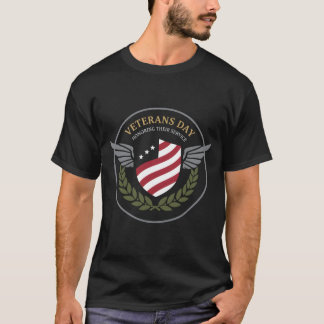 T-shirt Veterans Day Honoring Service Shield Wings