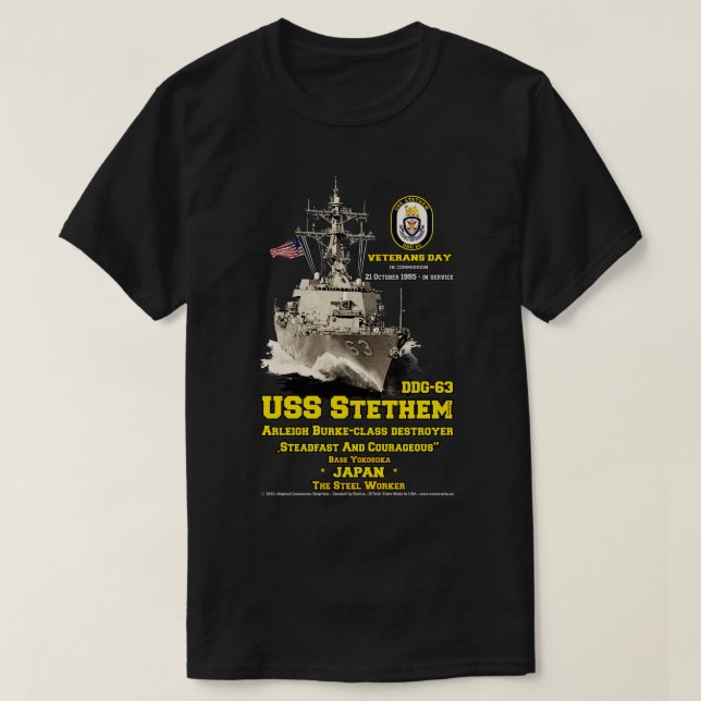 T-shirt Vétérans destructeurs USS Stethem DDG63 (Design devant)