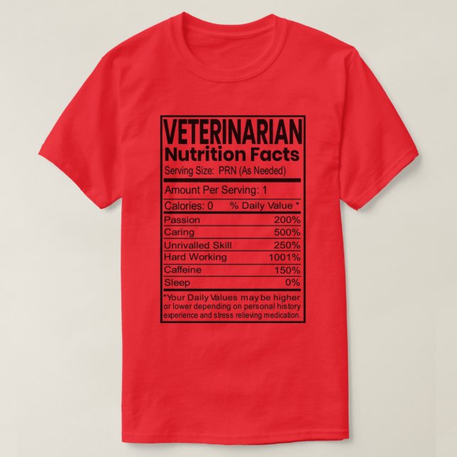 T-shirt Vétérinaire Funny Cadeau Valeur nutritive 1 (Design devant)