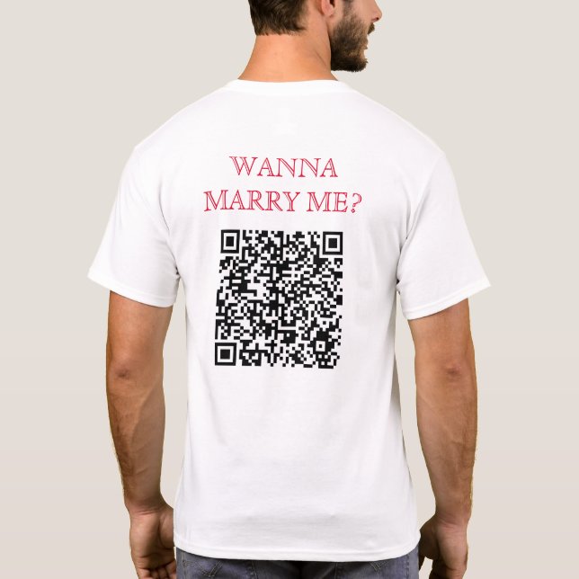 T-shirt Veux Me Marier QR Code sur le dos Funny Blanc (Dos)