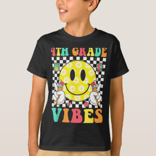 T-shirt vibes 4e année rétro sourire visage enseignant enf