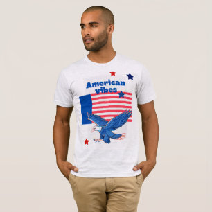 T-shirt Vibes Américaines Rétro Bleu Royal Patriotique
