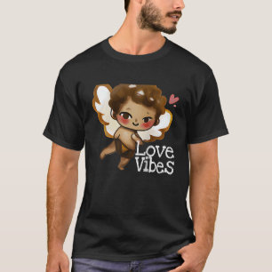 T-shirt Vibes d'amour mignonnes Black Brown Angel Inspirat