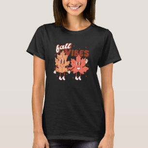 T-shirt Vibes d'automne Citrouilles Feuilles Vibes d'autom