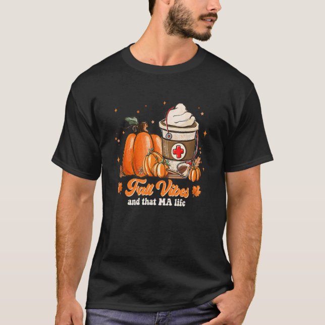 T-shirt Vibes D'Automne Et Cette Médicale Vie D'Assistant (Devant)
