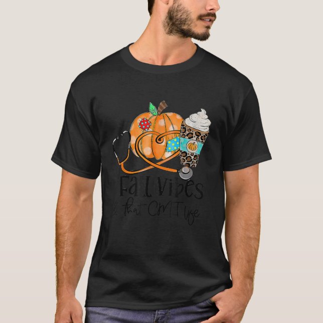 T-shirt Vibes d'automne et Citrouille de vie CMT Leopard T (Devant)