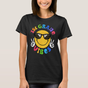 T-shirt Vibes de 1re année visage heureux sourire cadeau r