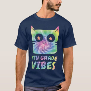 T-shirt Vibes de 4e année mignonne teinture Cat Kitty Boy