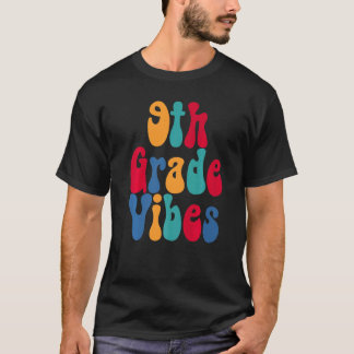 T-shirt Vibes de 9e année Retour à l'école Garçons Filles