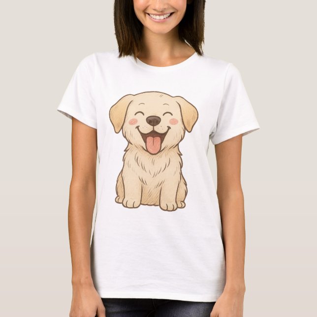 T-shirt Vibes De Chiot Joyeuses - Chien À Main Mignonne (Devant)