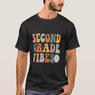 T-shirt Vibes de deuxième année Funny 2e année Équipe Rétr