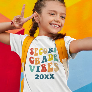 T-shirt Vibes de deuxième année retour à l'école rétro