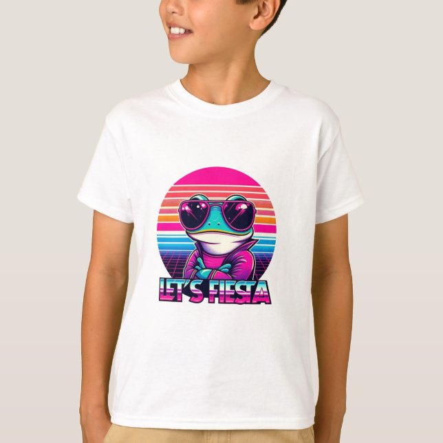 T-shirt Vibes de fête de la grenouille cool des années 80 (Devant)