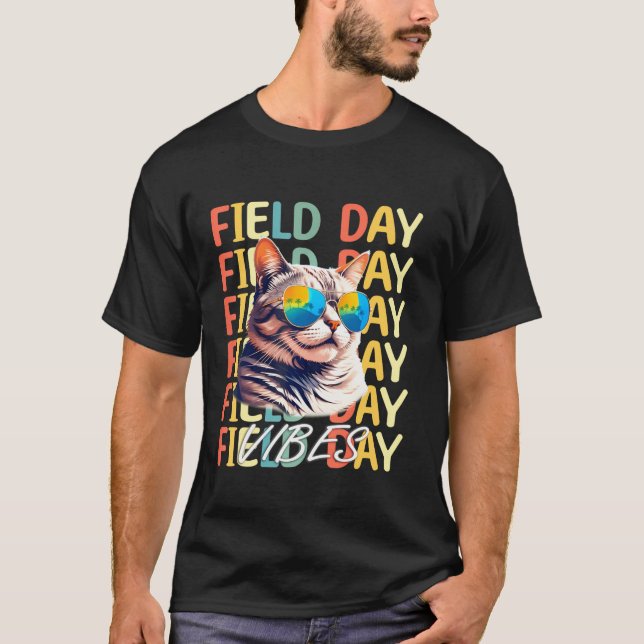 T-shirt Vibes de la journée scolaire Été 2024 Retro Cat Te (Devant)