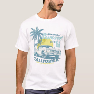 T-shirt Vibes de la plage californienne Coucher de soleil 