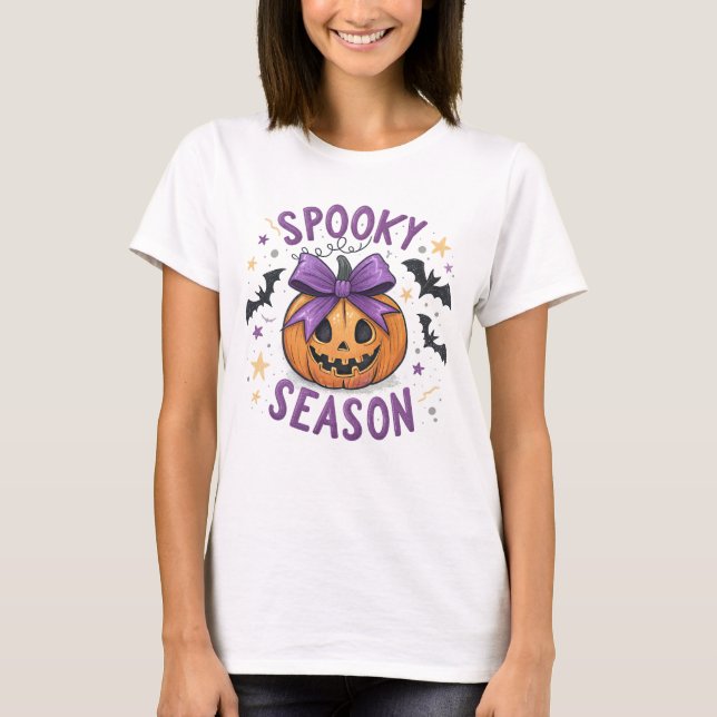 T-shirt Vibes de la saison éffrayante | Tête d'Halloween m (Devant)