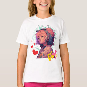 T-shirt Vibes de musique seulement Chemise - Rose et bleu