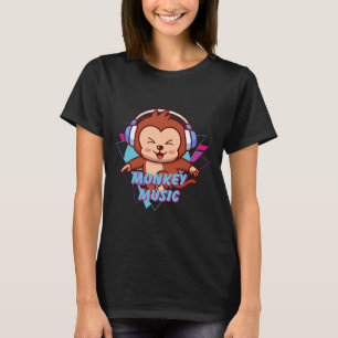 T-shirt Vibes de musique singe - Cute DJ Headphones Design