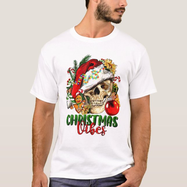 T-shirt Vibes de Noël Skeleton Skeleton Sketch (Devant)