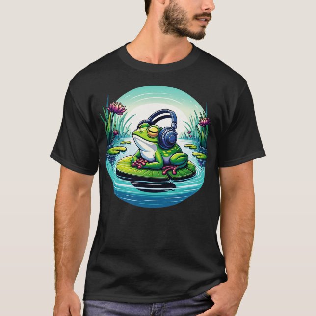 T-shirt Vibes de refroidissement Frog Zen Musique Lover Am (Devant)